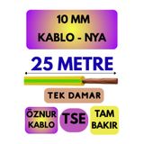 Avarson Öznur 25 MM NYA Enerji Kablosu, 10 Metre, Sarı-Yeşil