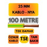 Avarson Öznur 25 MM NYA Enerji Kablosu, 100 Metre, Sarı-Yeşil