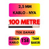 Avarson Öznur 2,5 MM NYA Enerji Kablosu, 100 Metre, Siyah