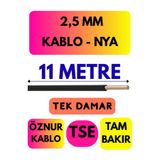Avarson Öznur 2,5 MM NYA Enerji Kablosu, 11 Metre, Siyah