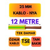 Avarson Öznur 25 MM NYA Enerji Kablosu, 12 Metre, Sarı-Yeşil