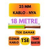 Avarson Öznur 25 MM NYA Enerji Kablosu, 18 Metre, Sarı-Yeşil