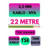 Avarson Öznur 2,5 MM NYA Enerji Kablosu, 22 Metre, Sarı-Yeşil