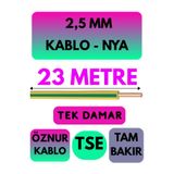 Avarson Öznur 2,5 MM NYA Enerji Kablosu, 23 Metre, Sarı-Yeşil