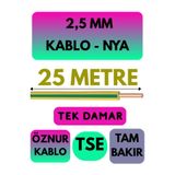 Avarson Öznur 2,5 MM NYA Enerji Kablosu, 25 Metre, Sarı-Yeşil