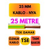 Avarson Öznur 25 MM NYA Enerji Kablosu, 25 Metre, Sarı-Yeşil