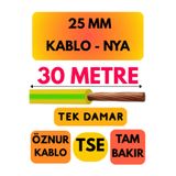Avarson Öznur 25 MM NYA Enerji Kablosu, 30 Metre, Sarı-Yeşil