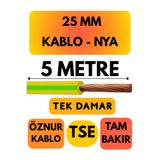 Avarson Öznur 25 MM NYA Enerji Kablosu, 5 Metre, Sarı-Yeşil