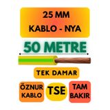 Avarson Öznur 25 MM NYA Enerji Kablosu, 50 Metre, Sarı-Yeşil