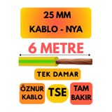 Avarson Öznur 25 MM NYA Enerji Kablosu, 6 Metre, Sarı-Yeşil