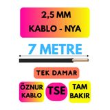 Avarson Öznur 2,5 MM NYA Enerji Kablosu, 7 Metre, Siyah