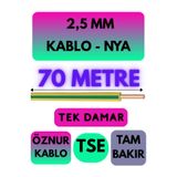 Avarson Öznur 2,5 MM NYA Enerji Kablosu, 70 Metre, Sarı-Yeşil