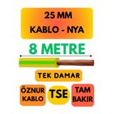 Avarson Öznur 25 MM NYA Enerji Kablosu, 8 Metre, Sarı-Yeşil