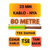 Avarson Öznur 25 MM NYA Enerji Kablosu, 80 Metre, Sarı-Yeşil