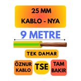 Avarson Öznur 25 MM NYA Enerji Kablosu, 9 Metre, Sarı-Yeşil