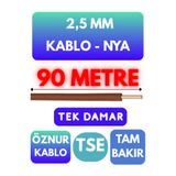 Avarson Öznur 2,5 MM NYA Enerji Kablosu, 90 Metre, Kahverengi