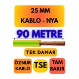 Avarson Öznur 25 MM NYA Enerji Kablosu, 90 Metre, Sarı-Yeşil