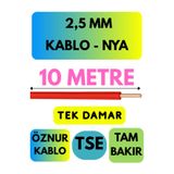 Avarson Öznur 2,5 MM NYA Kablo, 10 Metre, Kırmızı