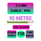 Avarson Öznur 2,5 MM NYA Kablo, 10 Metre, Sarı-Yeşil