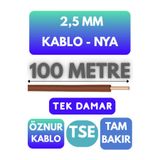 Avarson Öznur 2,5 MM NYA Kablo, 100 Metre, Kahverengi