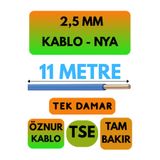 Avarson Öznur 2,5 MM NYA Kablo, 11 Metre, Mavi
