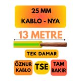 Avarson Öznur 25 MM NYA Kablo, 13 Metre, Sarı-Yeşil