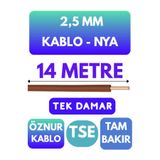 Avarson Öznur 2,5 MM NYA Kablo, 14 Metre, Kahverengi