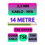 Avarson Öznur 2,5 MM NYA Kablo, 14 Metre, Sarı-Yeşil