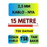 Avarson Öznur 2,5 MM NYA Kablo, 15 Metre, Kırmızı