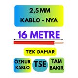Avarson Öznur 2,5 MM NYA Kablo, 16 Metre, Kırmızı