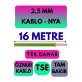 Avarson Öznur 2,5 MM NYA Kablo, 16 Metre, Sarı-Yeşil