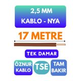 Avarson Öznur 2,5 MM NYA Kablo, 17 Metre, Kahverengi