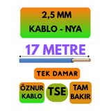 Avarson Öznur 2,5 MM NYA Kablo, 17 Metre, Mavi, Enerji Kablosu