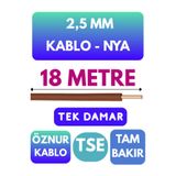 Avarson Öznur 2,5 MM NYA Kablo, 18 Metre, Kahverengi