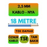 Avarson Öznur 2,5 MM NYA Kablo, 18 Metre, Mavi