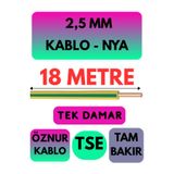 Avarson Öznur 2,5 MM NYA Kablo, 18 Metre, Sarı-Yeşil