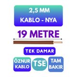 Avarson Öznur 2,5 MM NYA Kablo, 19 Metre, Kahverengi