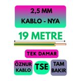 Avarson Öznur 2,5 MM NYA Kablo, 19 Metre, Sarı-Yeşil