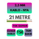 Avarson Öznur 2,5 MM NYA Kablo, 21 Metre, Sarı-Yeşil