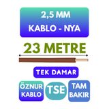 Avarson Öznur 2,5 MM NYA Kablo, 23 Metre, Kahverengi