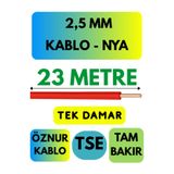 Avarson Öznur 2,5 MM NYA Kablo, 23 Metre, Kırmızı