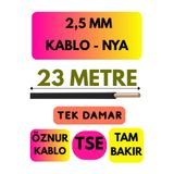Avarson Öznur 2,5 MM NYA Kablo, 23 Metre, Siyah