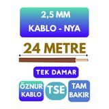 Avarson Öznur 2,5 MM NYA Kablo, 24 Metre, Kahverengi
