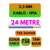 Avarson Öznur 2,5 MM NYA Kablo, 24 Metre, Mavi