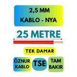 Avarson Öznur 2,5 MM NYA Kablo, 25 Metre, Kırmızı