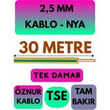 Avarson Öznur 2,5 mm Nya Kablo, 30 Metre, Sarı-Yeşil - Çok Renkli