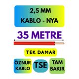 Avarson Öznur 2,5 MM NYA Kablo, 35 Metre, Kırmızı, Enerji Kablosu