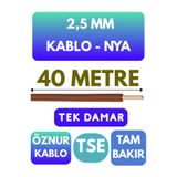 Avarson Öznur 2,5 MM NYA Kablo, 40 Metre, Kahverengi