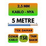 Avarson Öznur 2,5 MM NYA Kablo, 5 Metre, Mavi