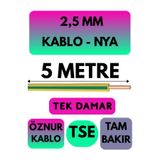 Avarson Öznur 2,5 MM NYA Kablo, 5 Metre, Sarı-Yeşil